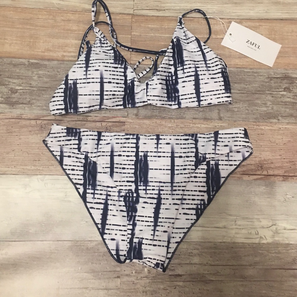 Navy blue and white Zaful bikini